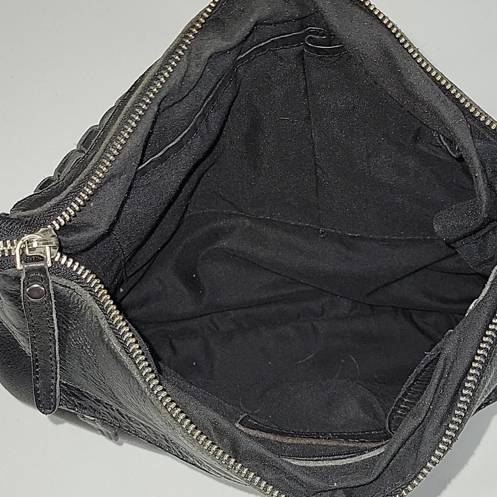 Vilenca Holland for Anthropologie Black Woven Leather Crossbody Bag